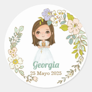 Pegatina redonda Primera Comunión GEORGIA