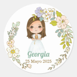 Pegatina redonda Primera Comunión GEORGIA