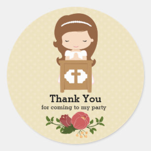 Pegatina Redonda Primera comunión sagrada * elija color de fondo