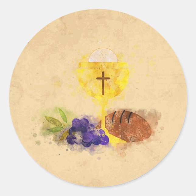 Pegatina Redonda Primera Comunión Santa (Anverso)