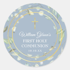 Pegatina Redonda Primera cruz de oro de la comunidad sagrada