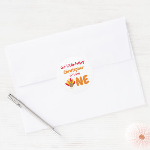 Pegatina Redonda Primera Cumpleaños de la Pequeña Turquía