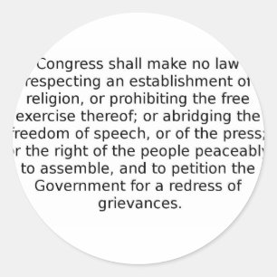 Pegatina Redonda Primera Enmienda
