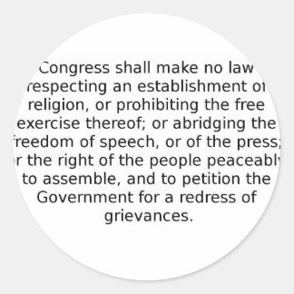Pegatina Redonda Primera Enmienda