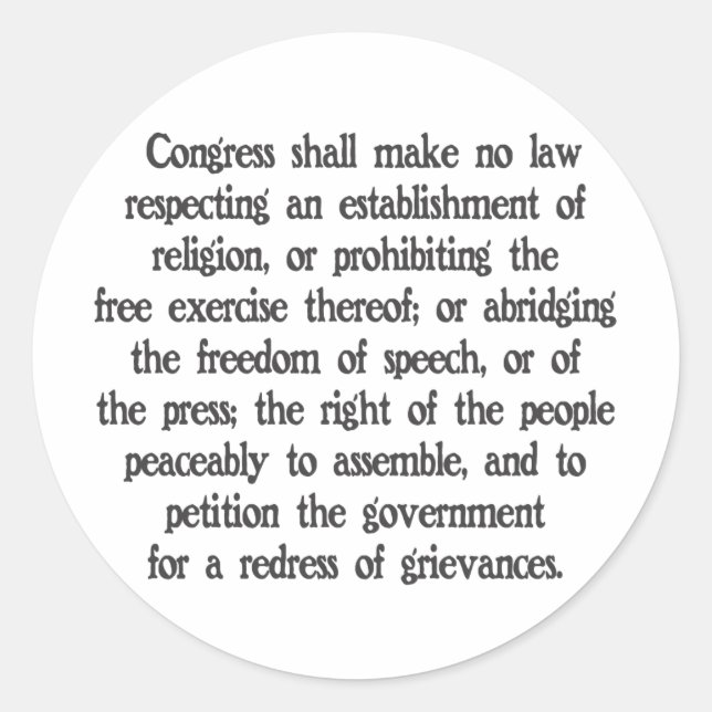 Pegatina Redonda Primera enmienda (Anverso)