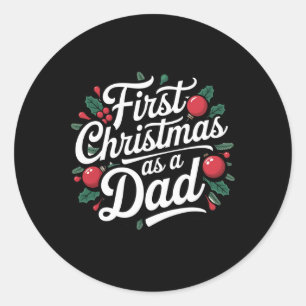 Pegatina Redonda Primera Navidad como fiesta familiar de papá
