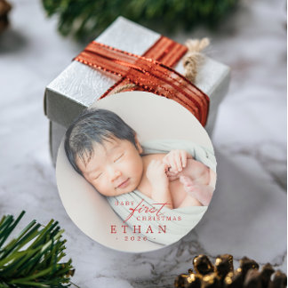 Pegatina Redonda  Primera Navidad del Bebé