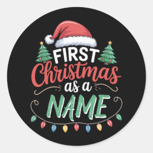 Pegatina Redonda Primera Navidad Personalizada Como Familia Combina