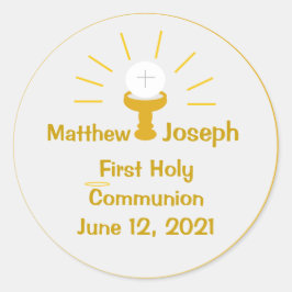 Pegatina Redonda Primera Santa Comunión Personalizada