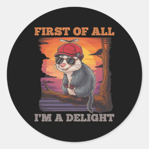 Pegatina Redonda Primero De Todo I39m A Delight Retro Sunset Possum