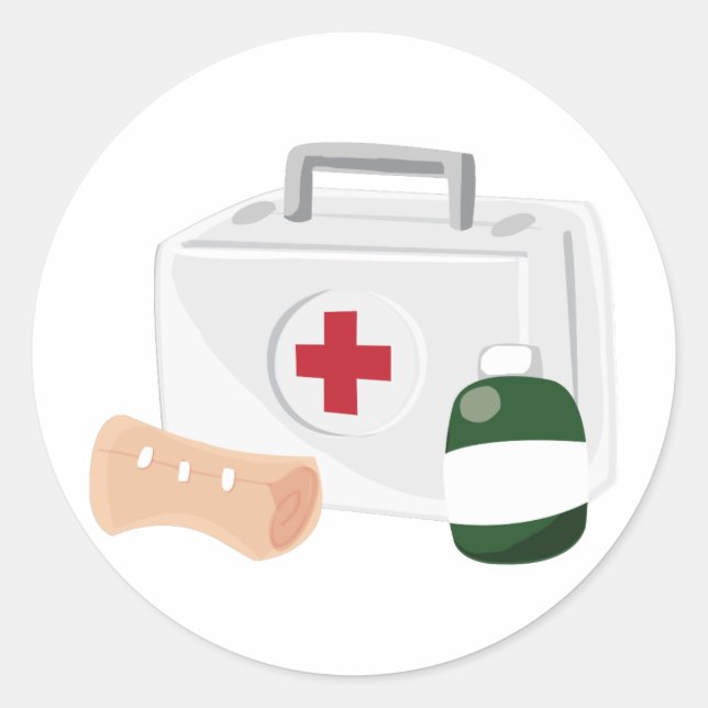 Pegatina Redonda Primeros auxilios (Anverso)