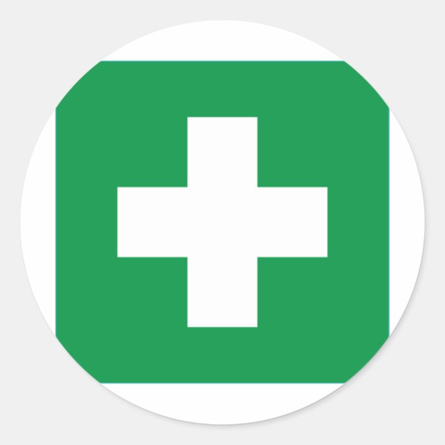 Pegatina Redonda Primeros auxilios (Anverso)