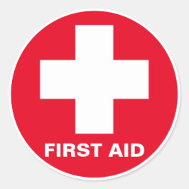 Pegatina Redonda Primeros auxilios - Médico (cruz) - Ambulancia, Ay