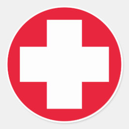 Pegatina Redonda Primeros auxilios - Médico (cruz) - Ambulancia, Ay