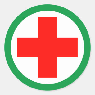 Pegatina Redonda Primeros auxilios - Médico (Cruz Roja) - Ambulanci