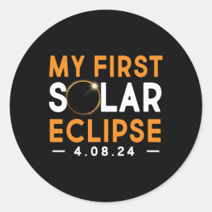 Pegatina Redonda Primeros Chicas De Camisetas De Eclipse Solar 2024