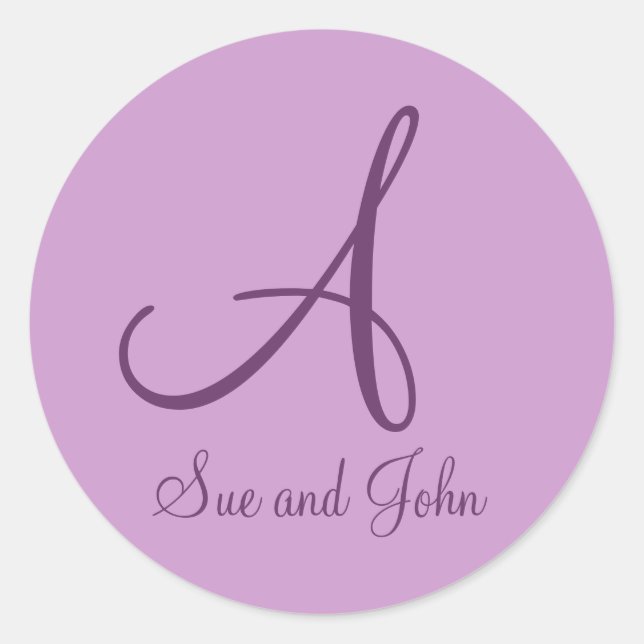 Pegatina Redonda Primeros nombres y último mensaje inicial A (Anverso)