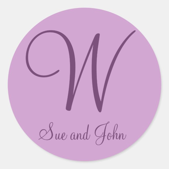 Pegatina Redonda Primeros nombres y último mensaje inicial W (Anverso)