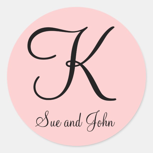 Pegatina Redonda Primeros nombres y último negro inicial sobre Pega (Anverso)