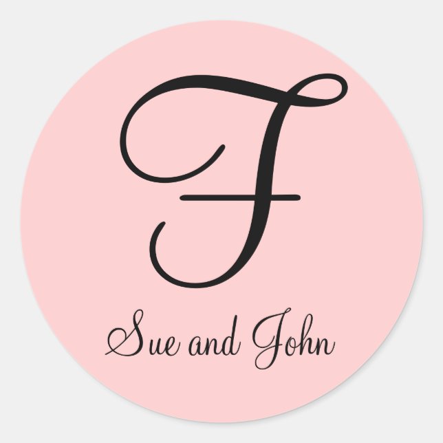 Pegatina Redonda Primeros nombres y último negro inicial sobre Pega (Anverso)