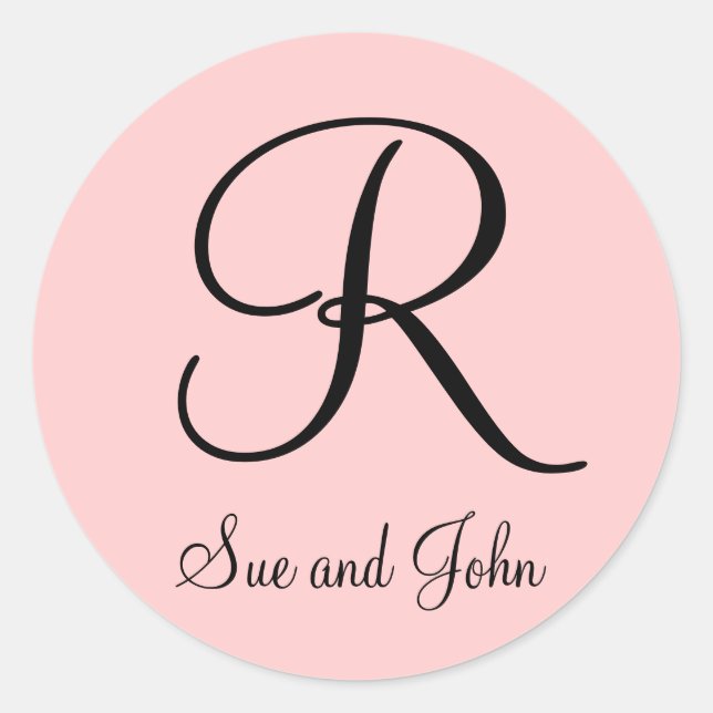 Pegatina Redonda Primeros nombres y último negro inicial sobre Pega (Anverso)