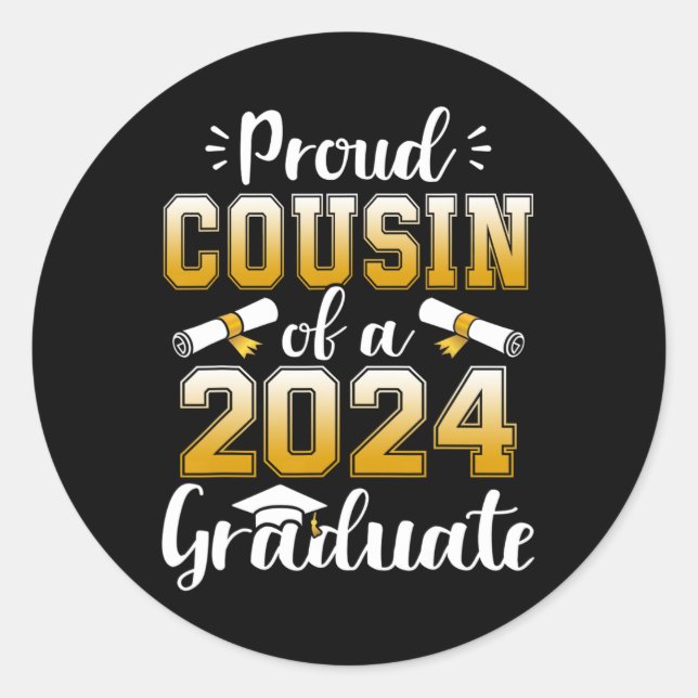 Pegatina Redonda Primo De Graduación Superior De 2024 (Anverso)