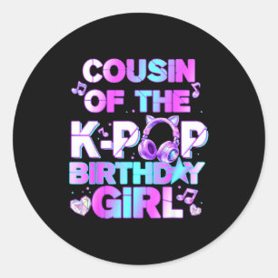 Pegatina Redonda Primo de las chicas de cumpleaños k-pop música cor