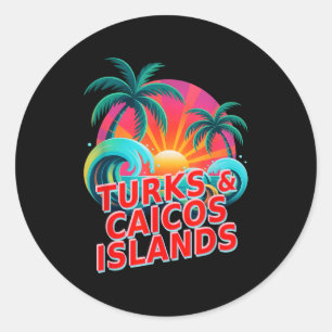Pegatina Redonda Primo de las Islas Turcas y Caicos