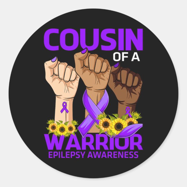 Pegatina Redonda Primo De Mano De Un Guerrero Epilepsia Conciencia  (Anverso)