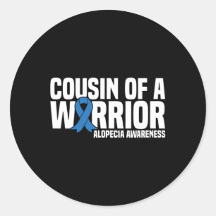 Pegatina Redonda Primo de un Guerrero Cinta Azul Alopecia Concienci