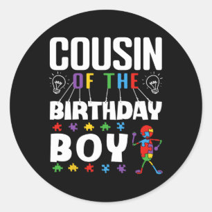 Pegatina Redonda Primo del niño de cumpleaños Rompecabezas de Conci