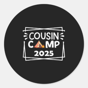 Pegatina Redonda Primo divertido Campamento 2025 Equipo de Camping 