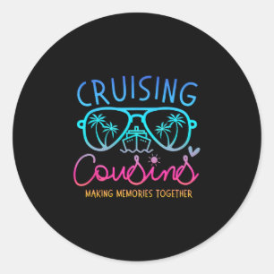 Pegatina Redonda Primos Navegando Haciendo Recuerdos Juntos Crucero