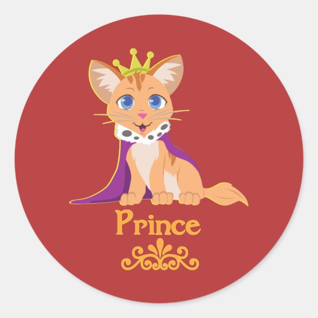 Pegatina Redonda Prince Kitten (Anverso)