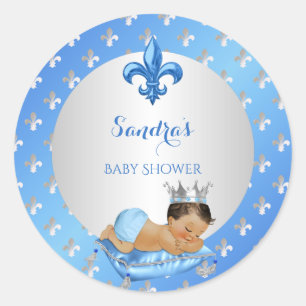 Pegatina Redonda Prince Royal Baby Blue & Silver Pillow
