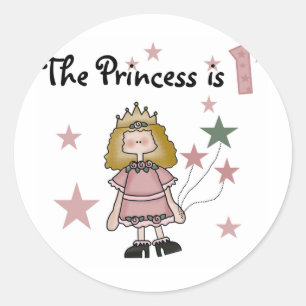 Pegatina Redonda Princesa 1er camisetas de cumpleaños y regalos