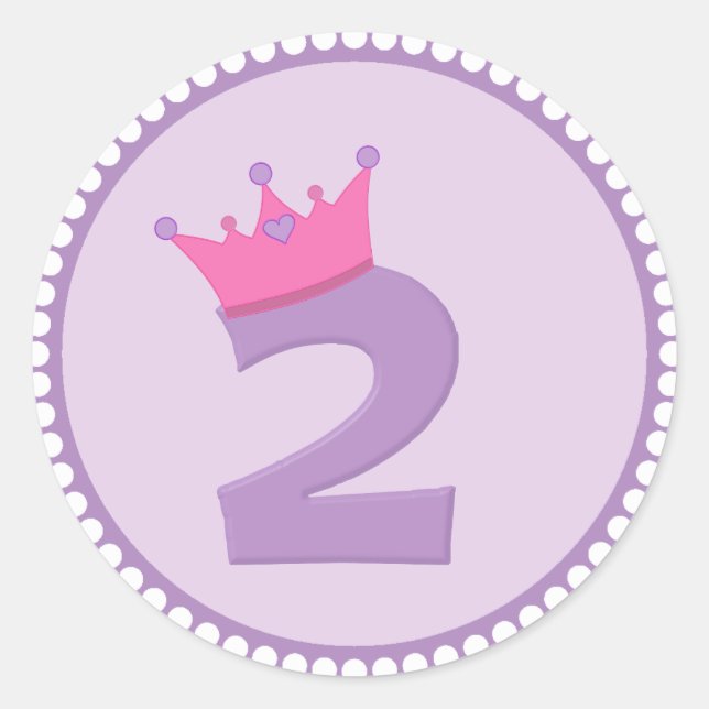 Pegatina Redonda Princesa 2 con corona (Anverso)