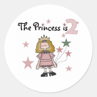Pegatina Redonda Princesa 2 cumpleaños