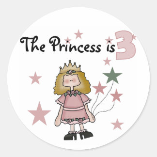 Pegatina Redonda Princesa 3 camisetas de cumpleaños y regalos