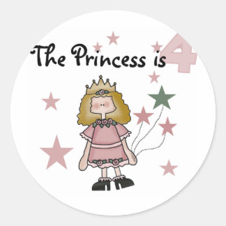 Pegatina Redonda Princesa 4 camisetas de cumpleaños y regalos