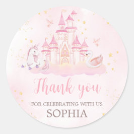 Pegatina Redonda Princesa 4 Fiesta de cumpleaños