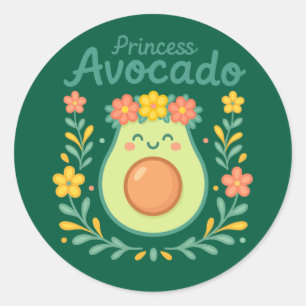 Pegatina Redonda Princesa Aguacate