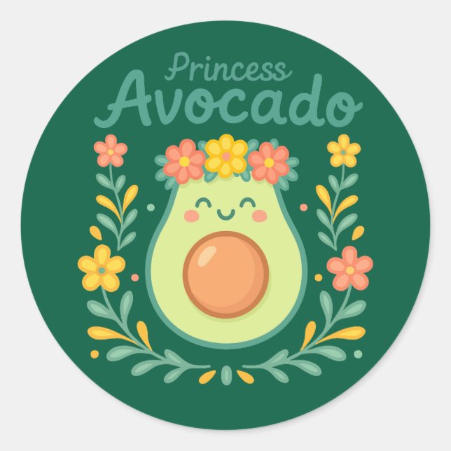 Pegatina Redonda Princesa Aguacate (Anverso)