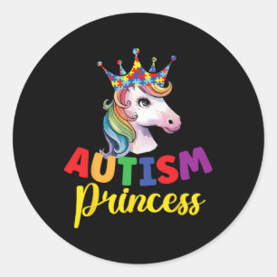 Pegatina Redonda Princesa Autismo Unicornio Hija Niña Autismo