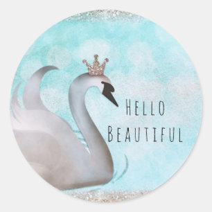 Pegatina Redonda Princesa Cisne Brillo Cumpleaños Fiesta Favor Pers