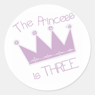 Pegatina Redonda Princesa Corona camisetas y regalos de tercer cump