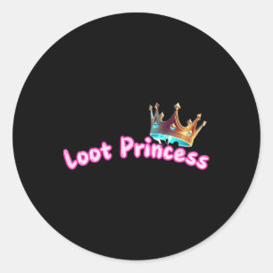 Pegatina Redonda Princesa de Botín Chica Gamer Divertida Monada Cóm
