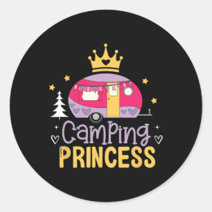 Pegatina Redonda Princesa de Camping Autocaravana Aventurera al Air