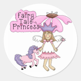 Pegatina Redonda Princesa de cuento de hadas rubias