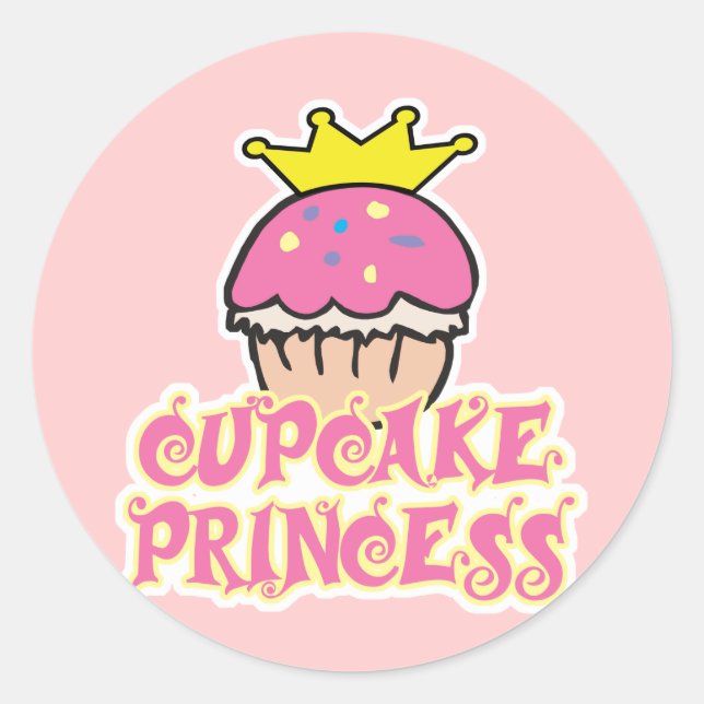 Pegatina Redonda Princesa de Cupcake (Anverso)